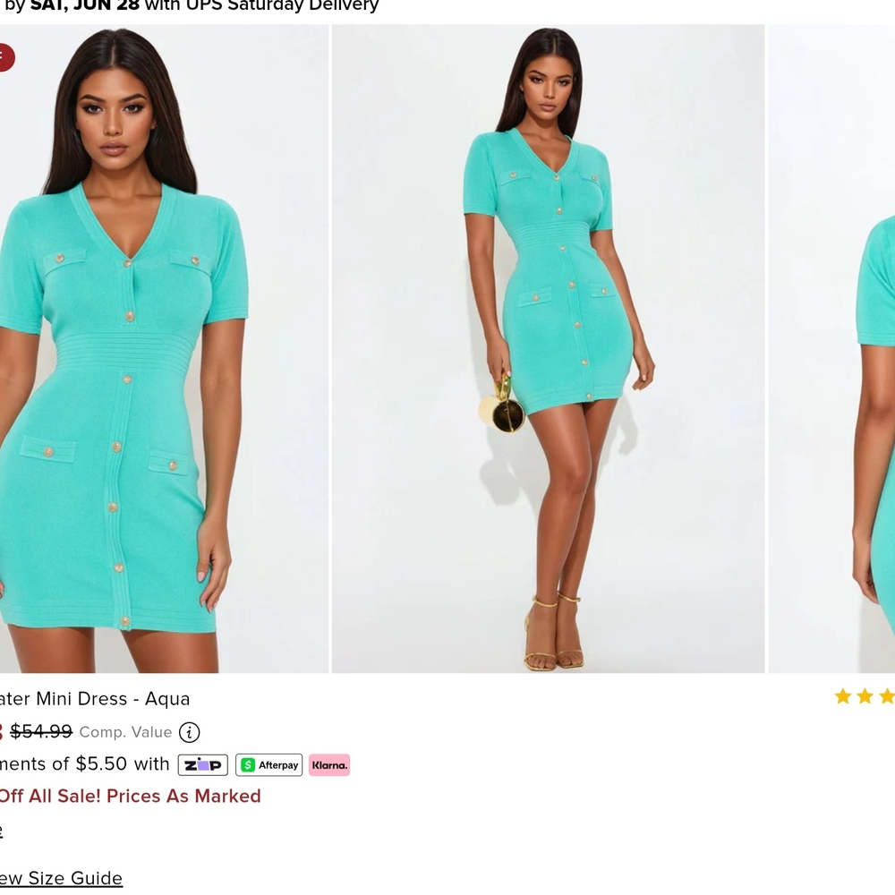 Fashion Nova Tori Aqua Button-Up Mini Dress